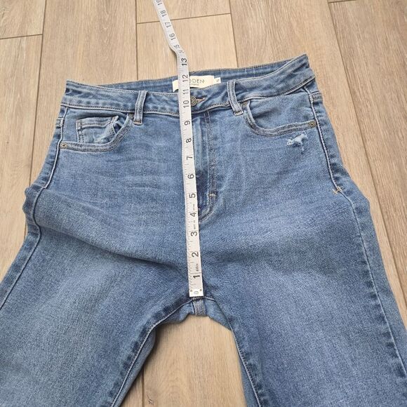 Hidden Los Angeles Blue Jeans Super High Waisted Skinny Frayed Hem Side Slit 27 - Picture 9 of 12
